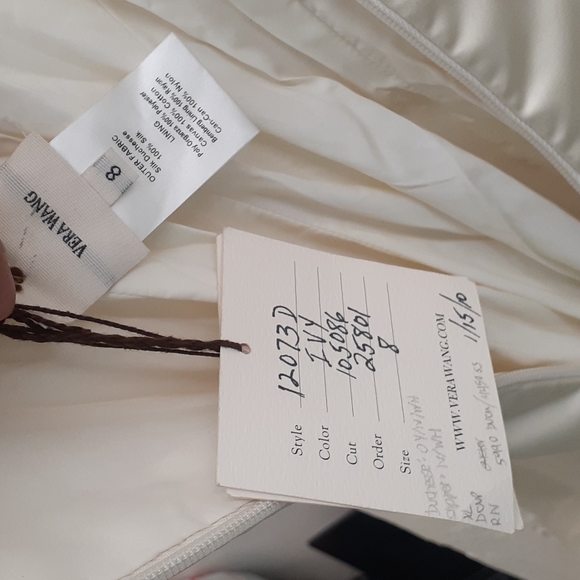 Vera Wang Dutchesse Wedding Wrap Dress SZ 8 Ivory Silk strapless Ball gown Sash - Picture 8 of 16